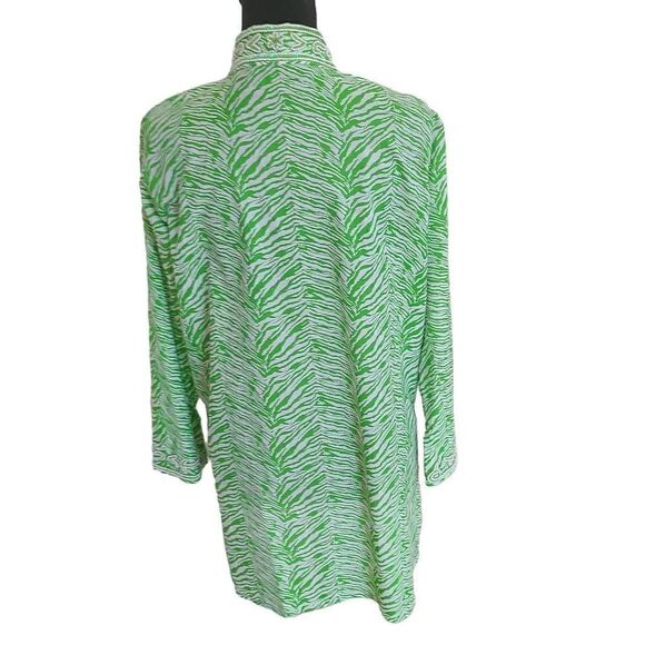 Barbara Gerwit Womens Tunic Blouse Embellished Beads Long Sleeve Green Medium - Picture 4 of 13